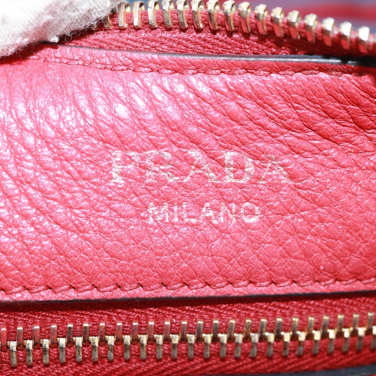 PRADA Shoulder Bag Leather Red Gold Auth 159088V