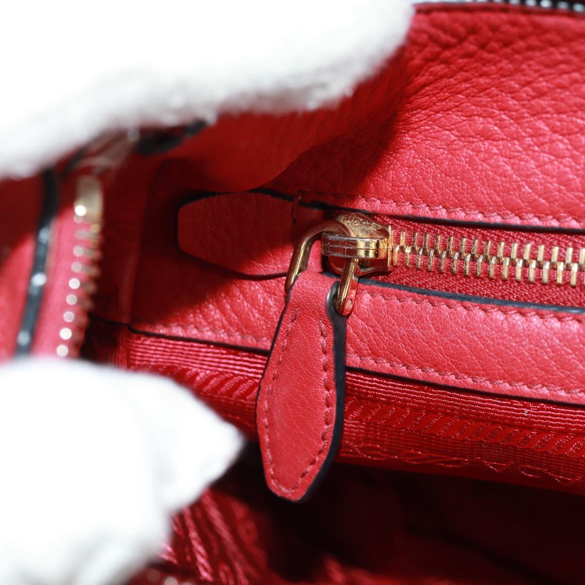 PRADA Shoulder Bag Leather Red Gold Auth 159088V