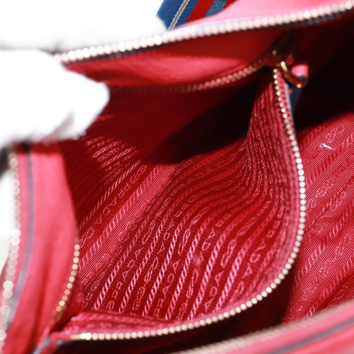PRADA Shoulder Bag Leather Red Gold Auth 159088V