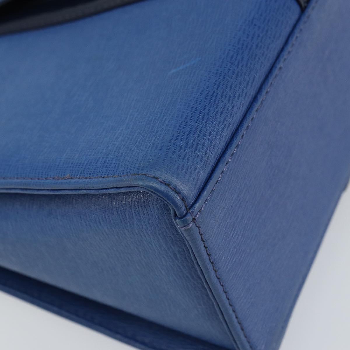 Burberrys Hand Bag Leather Blue Gold Auth 159091