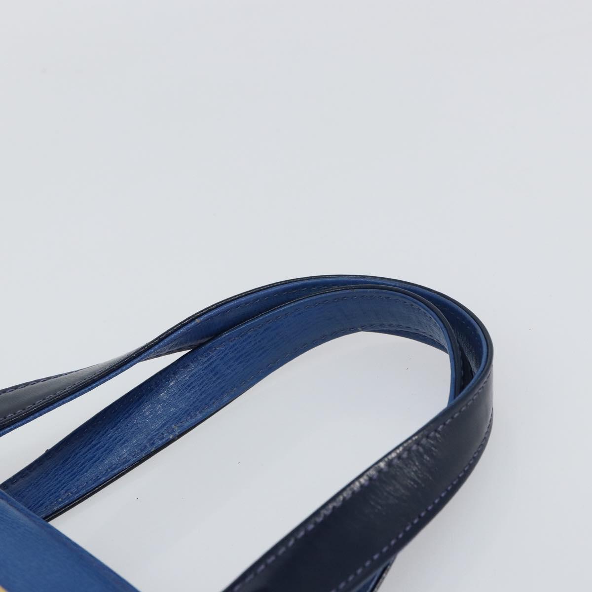 Burberrys Hand Bag Leather Blue Gold Auth 159091