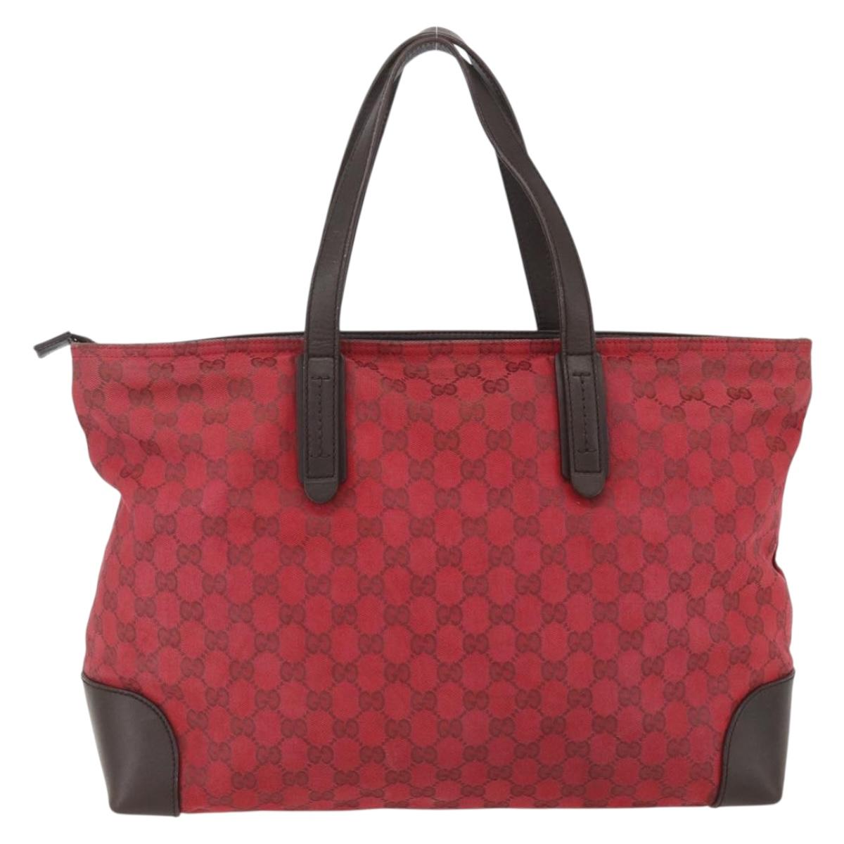 GUCCI GG Canvas Tote Bag Gold Red 308928 Auth 159092