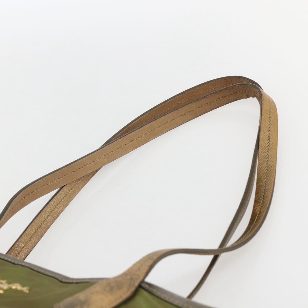 PRADA Hand Bag Nylon Khaki Gold Auth 159131