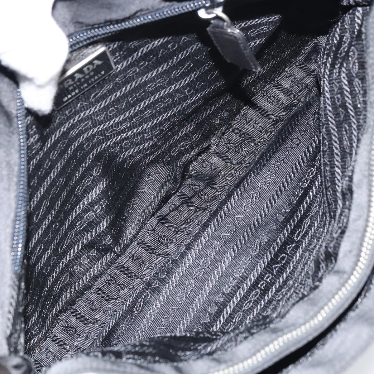 PRADA Shoulder Bag Nylon Black Silver Auth 159132
