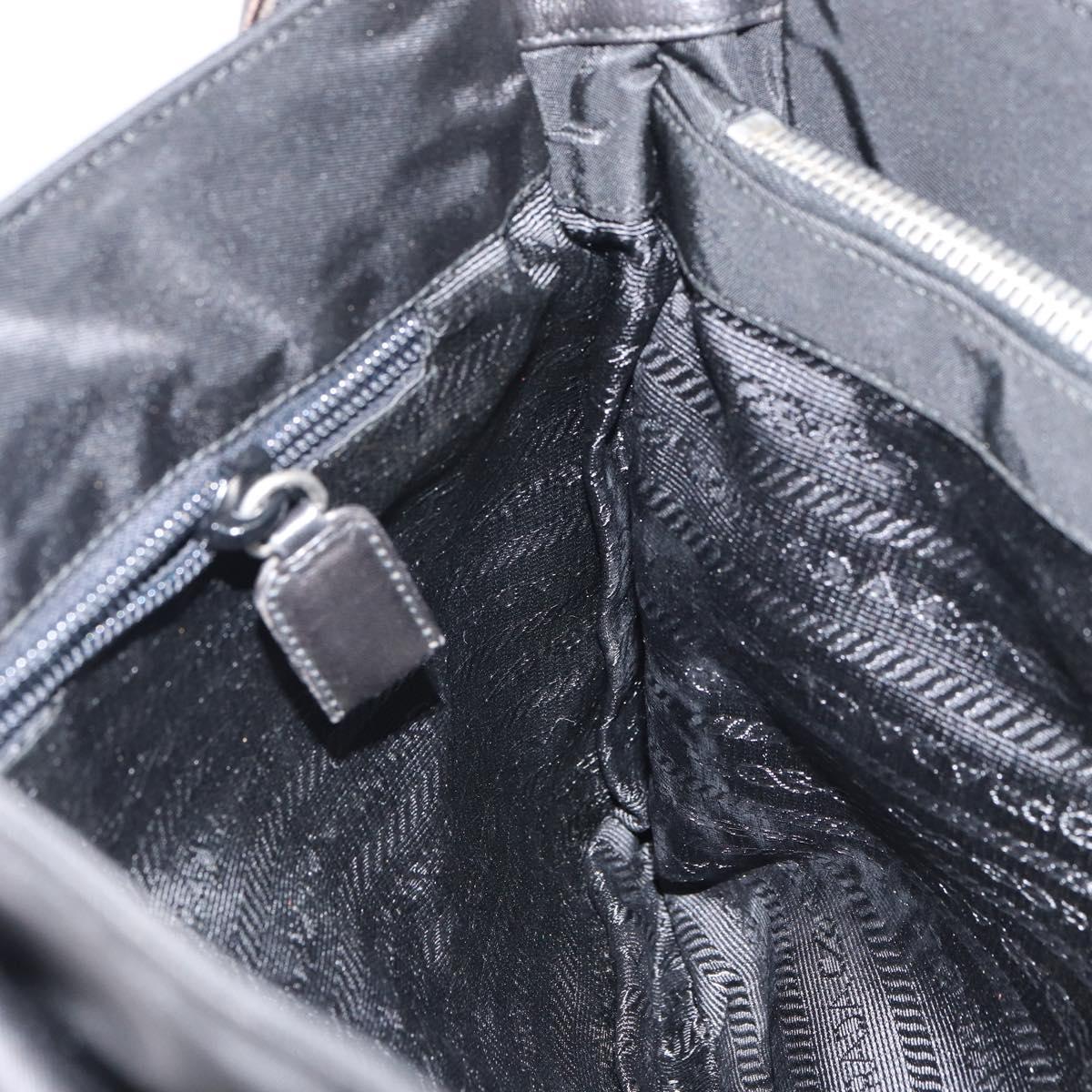 PRADA Shoulder Bag Nylon Black Silver Auth 159132