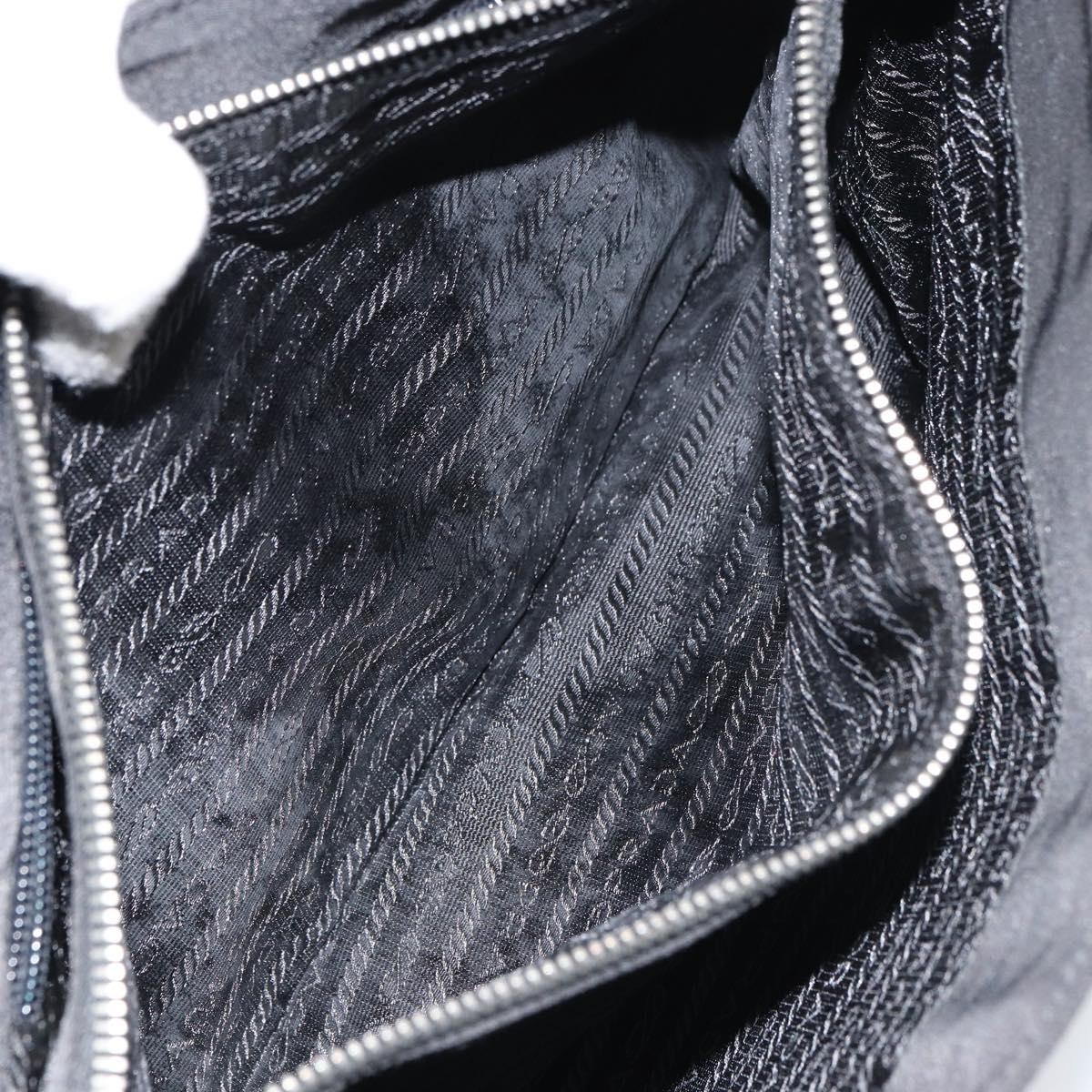 PRADA Shoulder Bag Nylon Black Silver Auth 159132