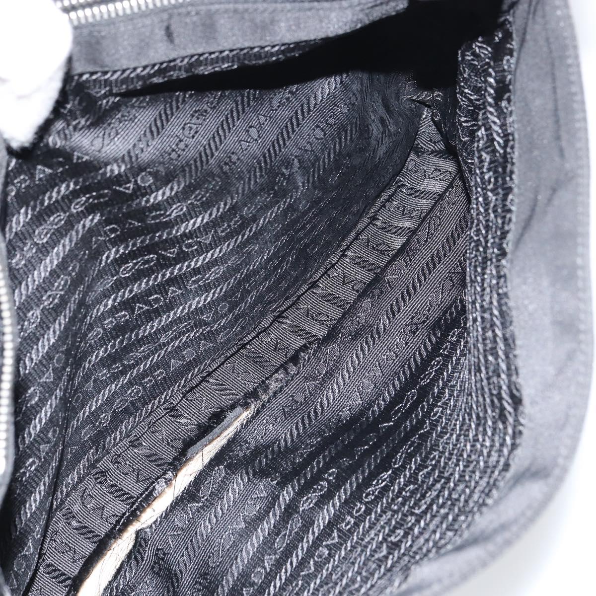 PRADA Shoulder Bag Nylon Black Silver Auth 159132