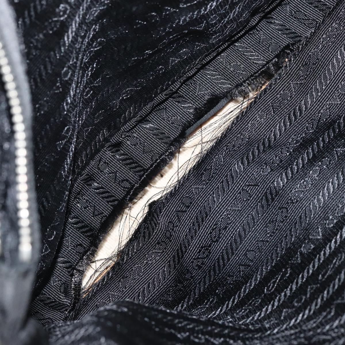 PRADA Shoulder Bag Nylon Black Silver Auth 159132