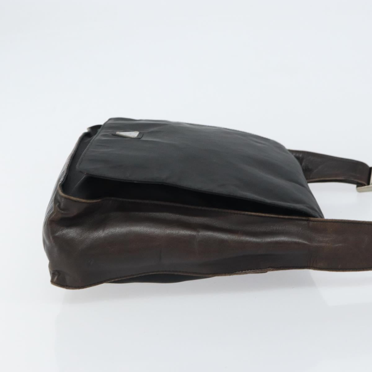 PRADA Shoulder Bag Nylon Black Silver Auth 159132