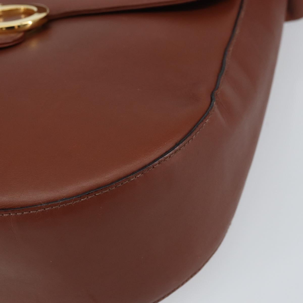 Salvatore Ferragamo Gancini Shoulder Bag Leather Brown Gold Auth 159139
