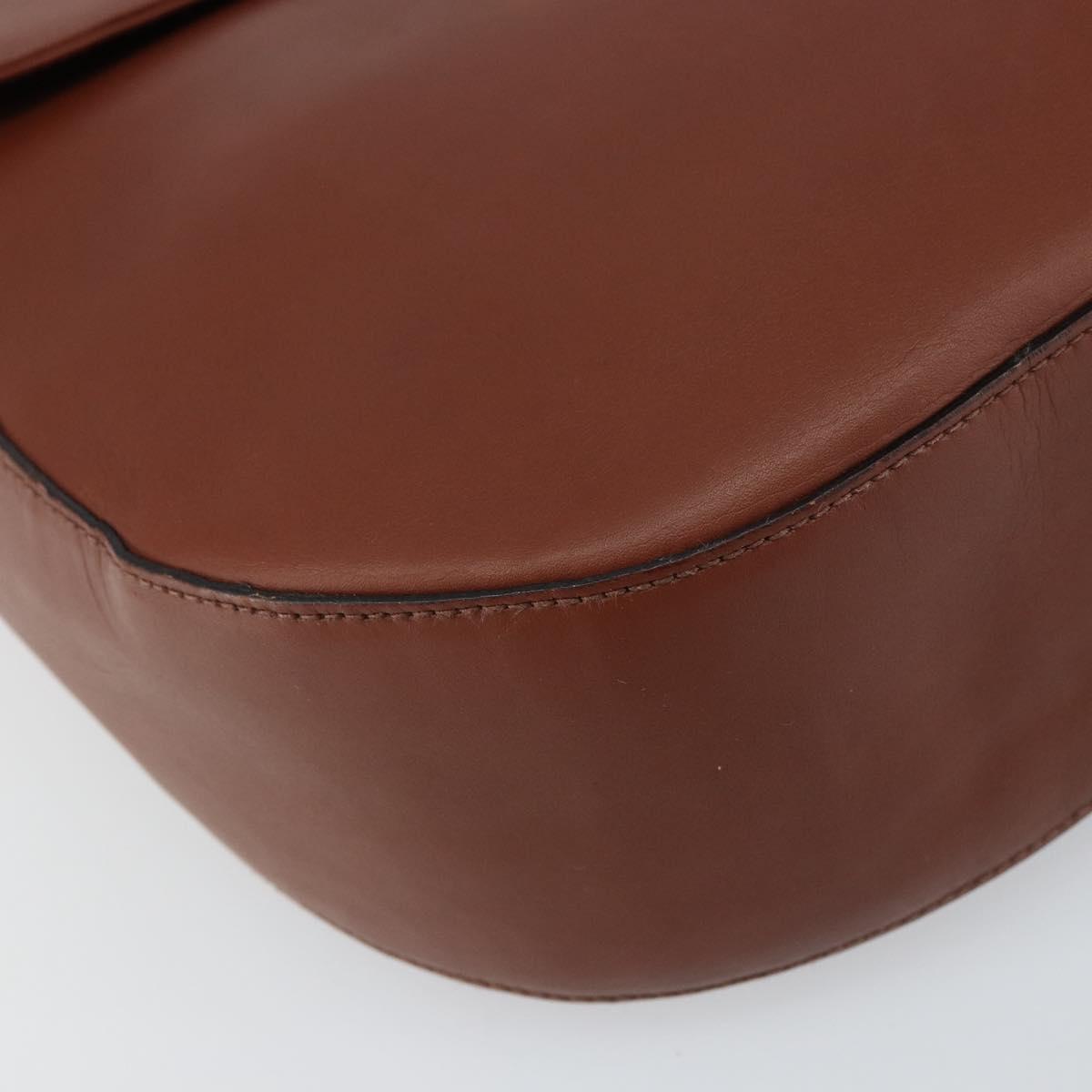Salvatore Ferragamo Gancini Shoulder Bag Leather Brown Gold Auth 159139