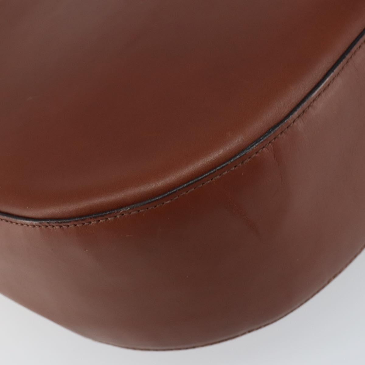 Salvatore Ferragamo Gancini Shoulder Bag Leather Brown Gold Auth 159139
