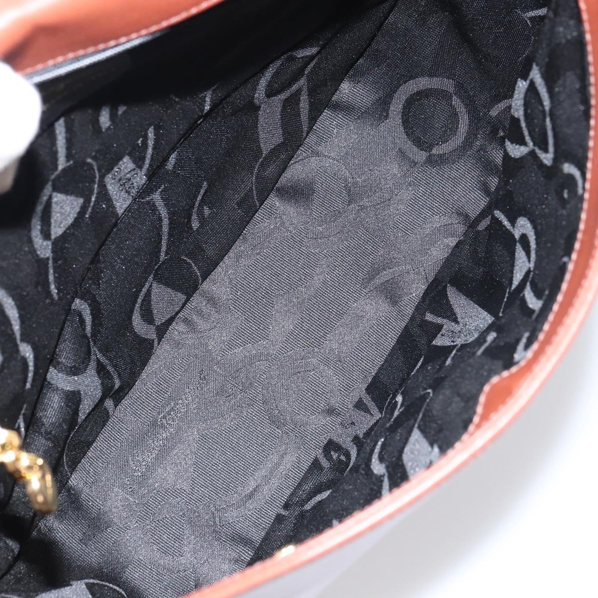 Salvatore Ferragamo Gancini Shoulder Bag Leather Brown Gold Auth 159139