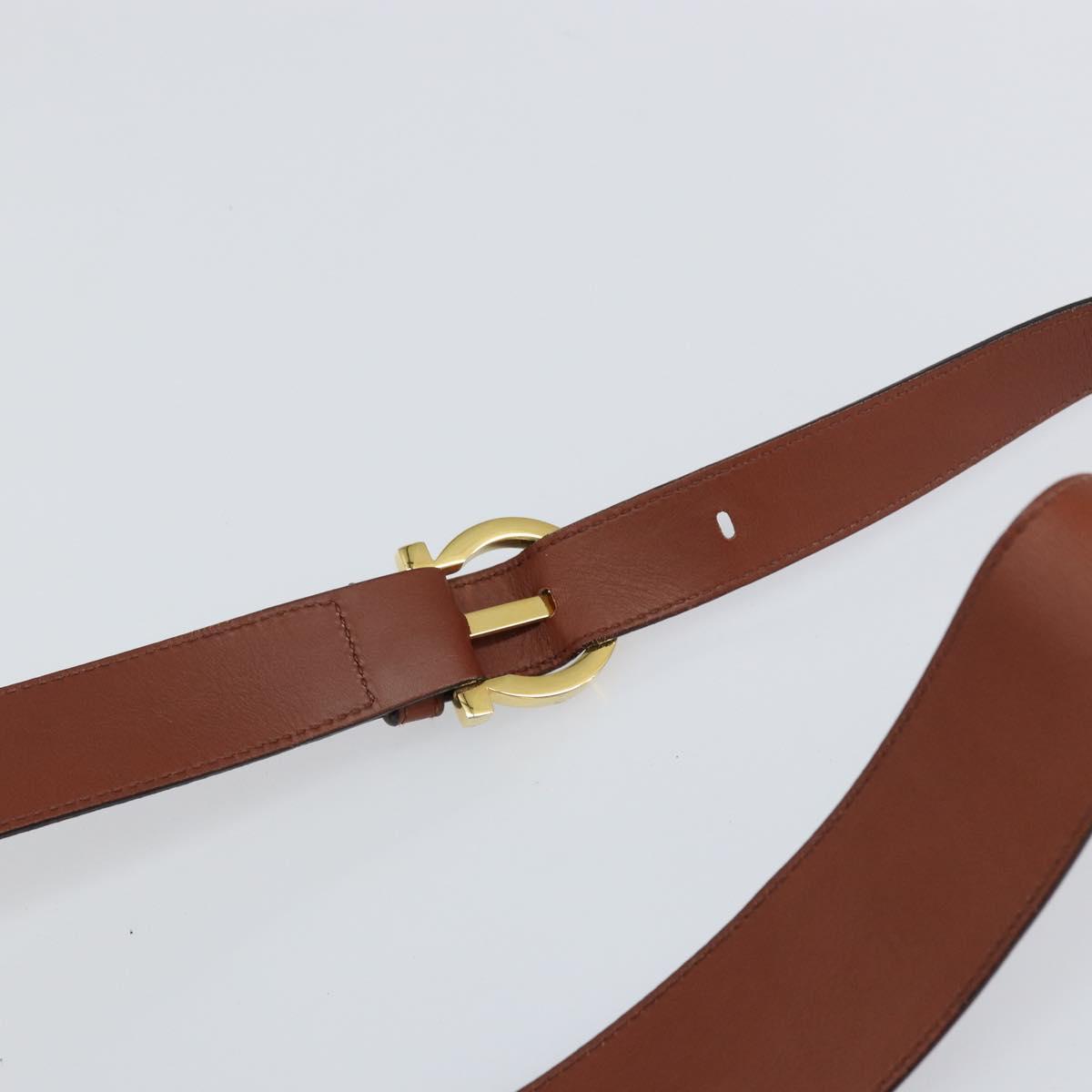 Salvatore Ferragamo Gancini Shoulder Bag Leather Brown Gold Auth 159139