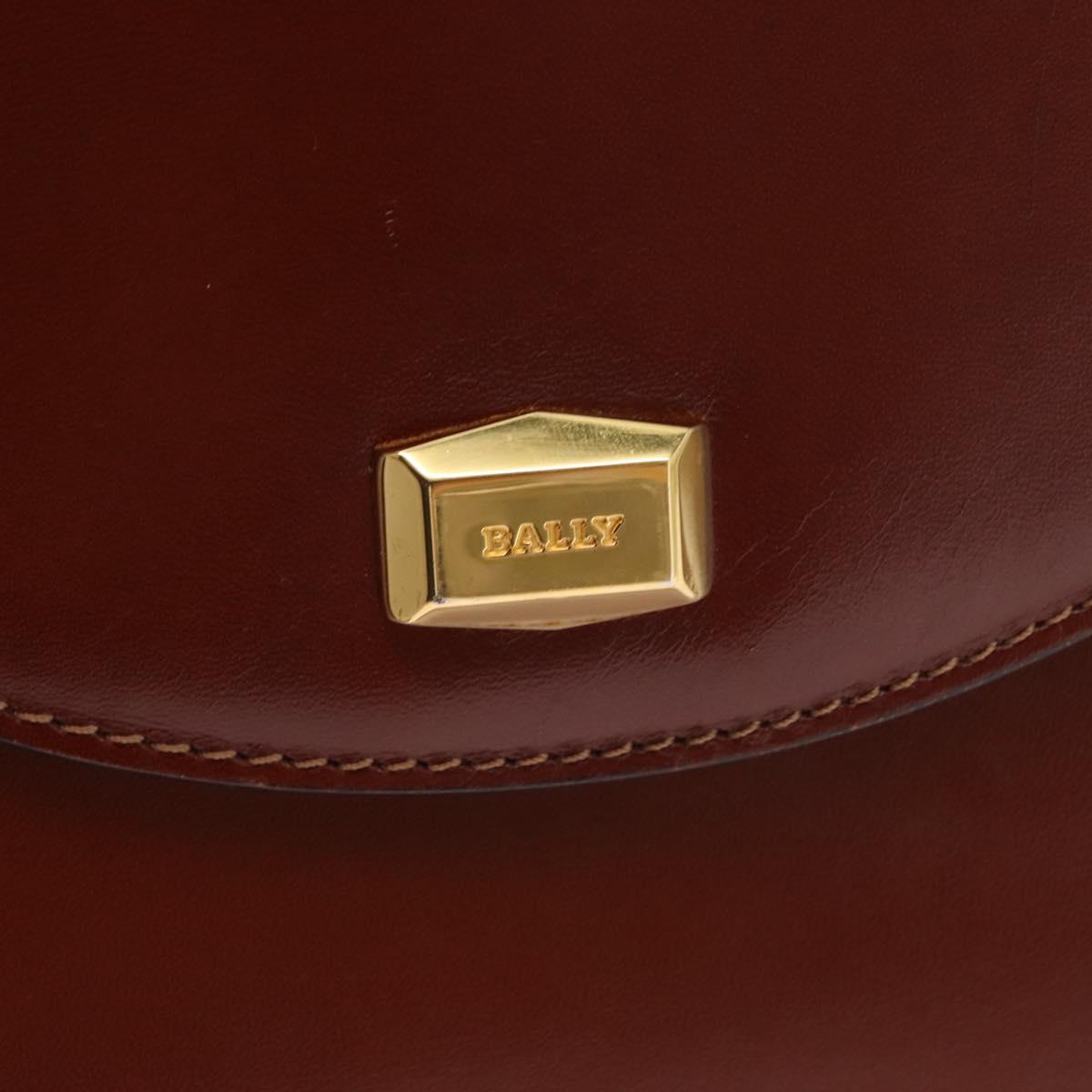 BALLY Hand Bag Leather 2way Brown Gold Auth 159141