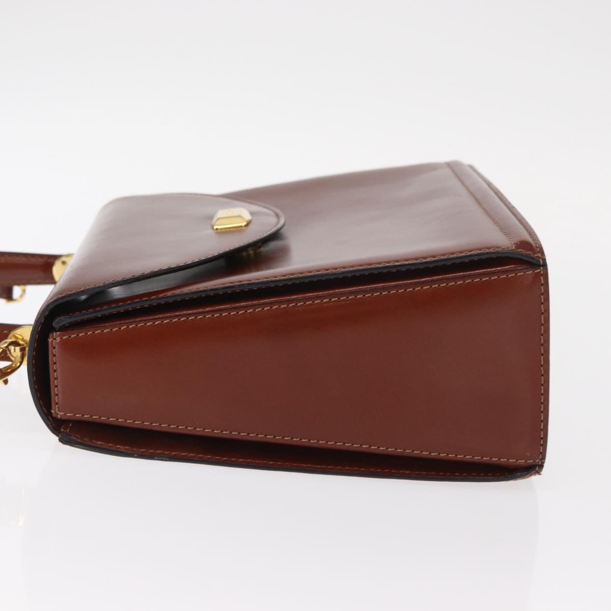 BALLY Hand Bag Leather 2way Brown Gold Auth 159141