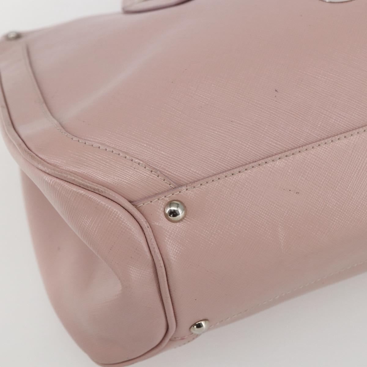 Salvatore Ferragamo Gancini Hand Bag Leather Pink Silver Auth 159143