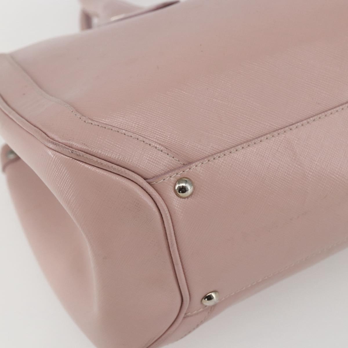 Salvatore Ferragamo Gancini Hand Bag Leather Pink Silver Auth 159143