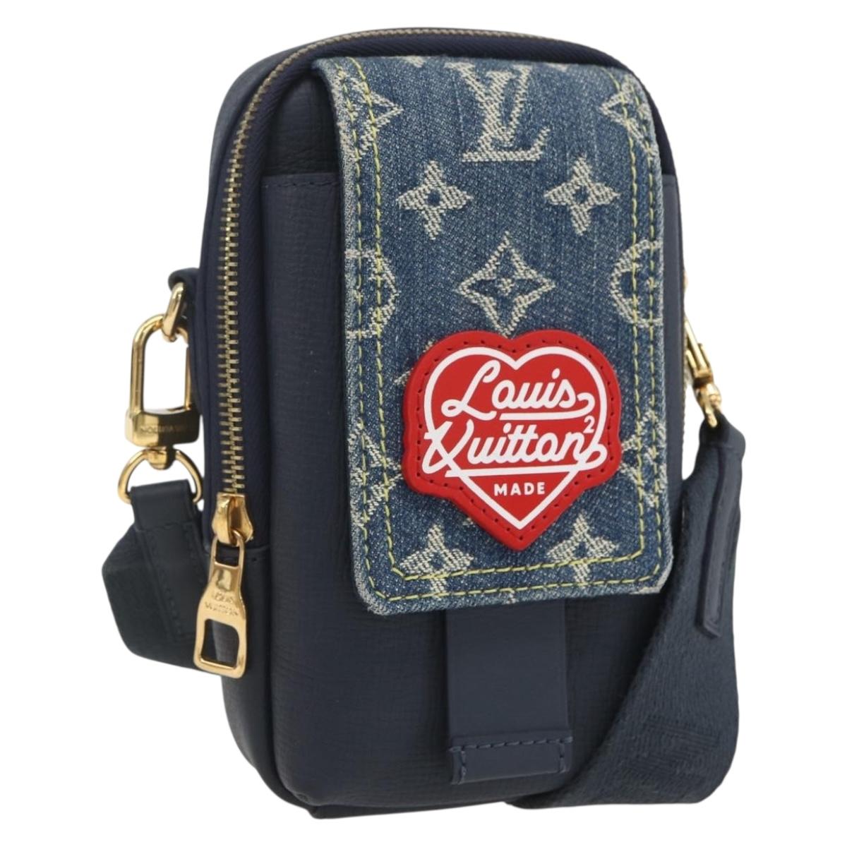 LOUIS VUITTON LV Squared Double Phone Pouch Blue M81060 LV Auth 159145SAM
