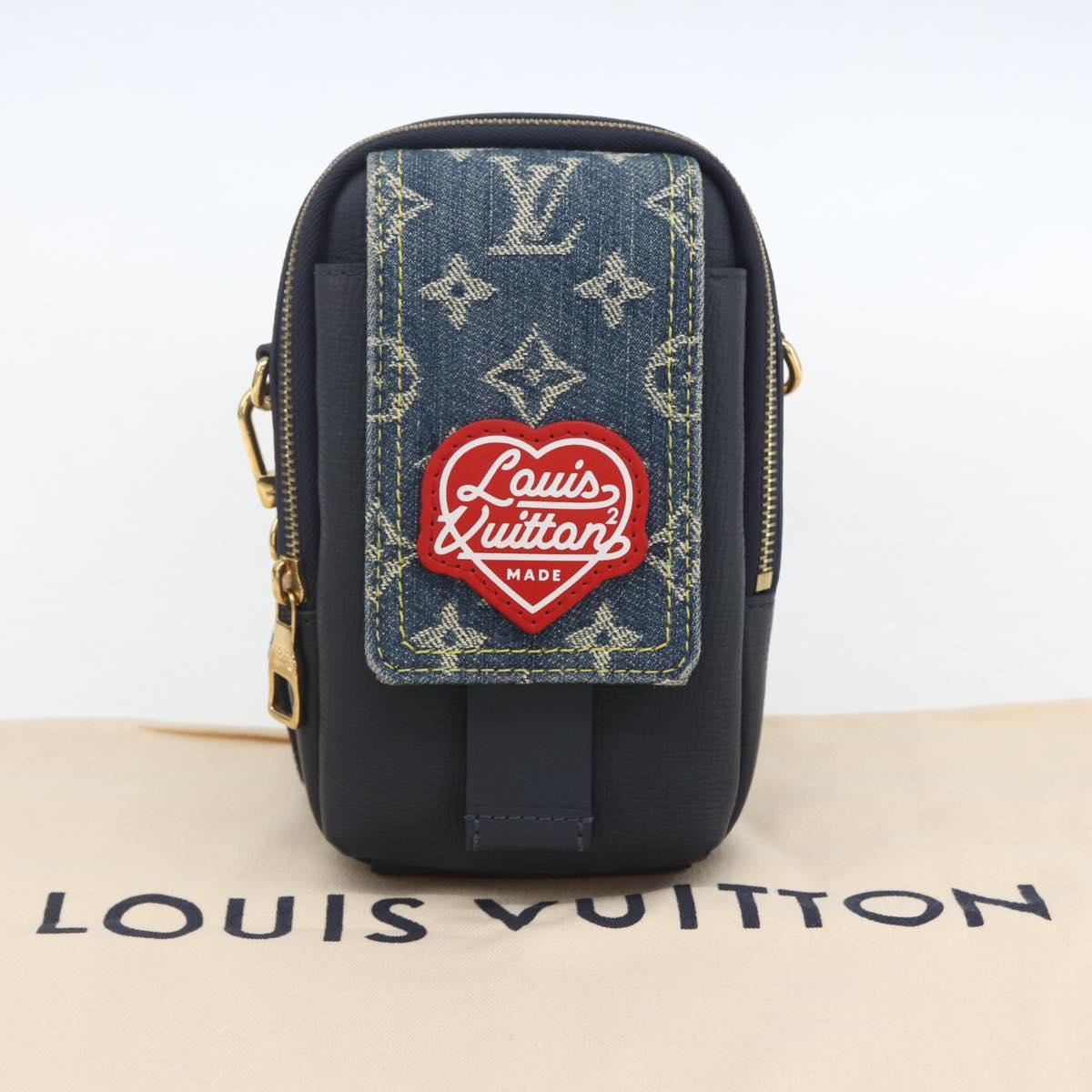 LOUIS VUITTON LV Squared Double Phone Pouch Blue M81060 LV Auth 159145SAM