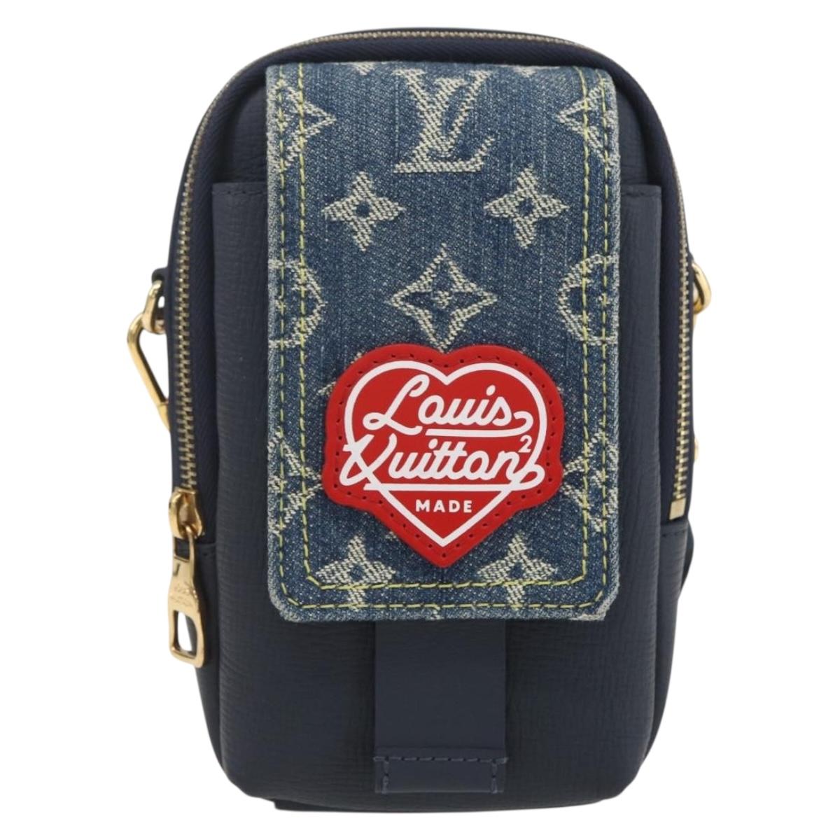 LOUIS VUITTON LV Squared Double Phone Pouch Blue M81060 LV Auth 159145SAM