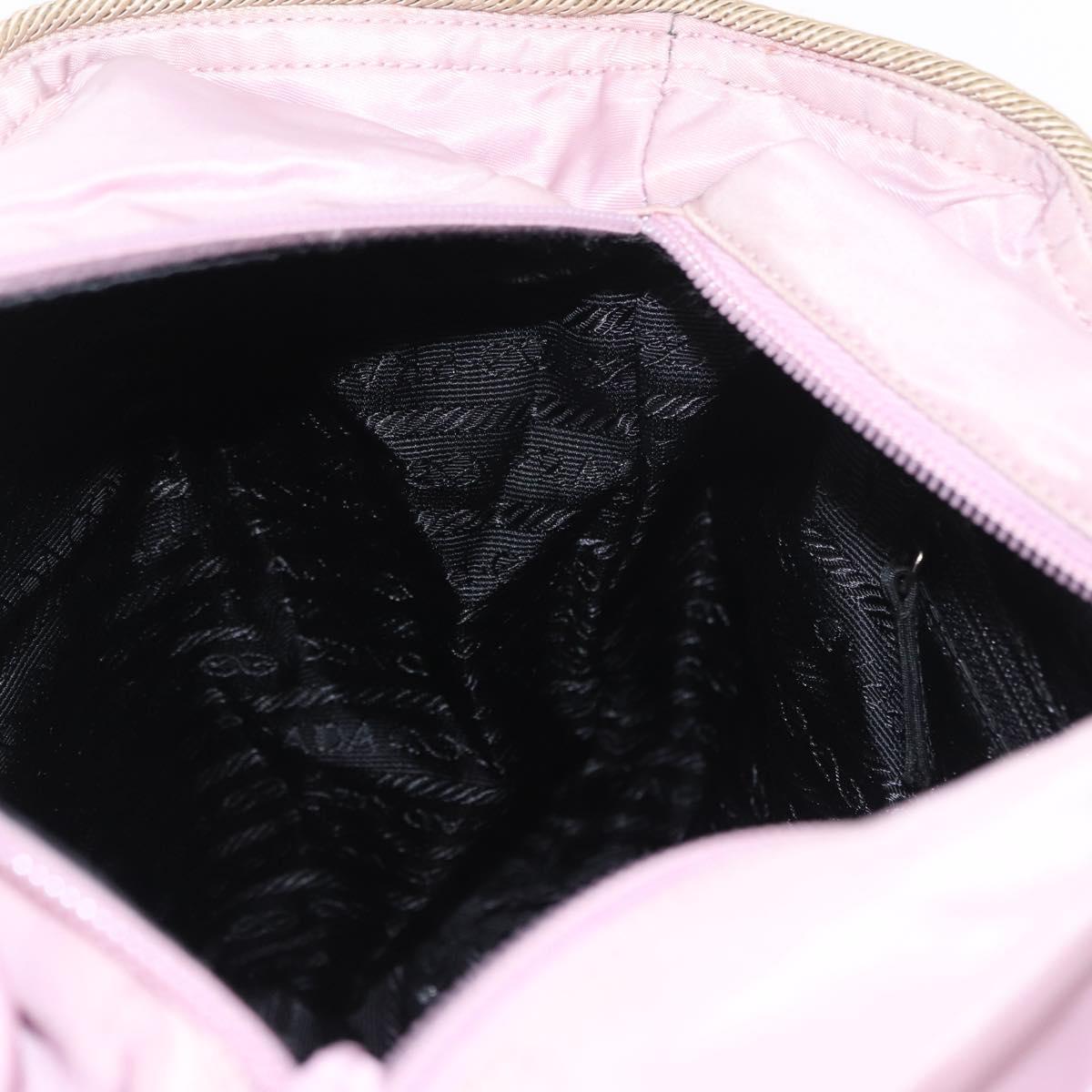 PRADA Hand Bag Nylon Pink Silver Auth 159153