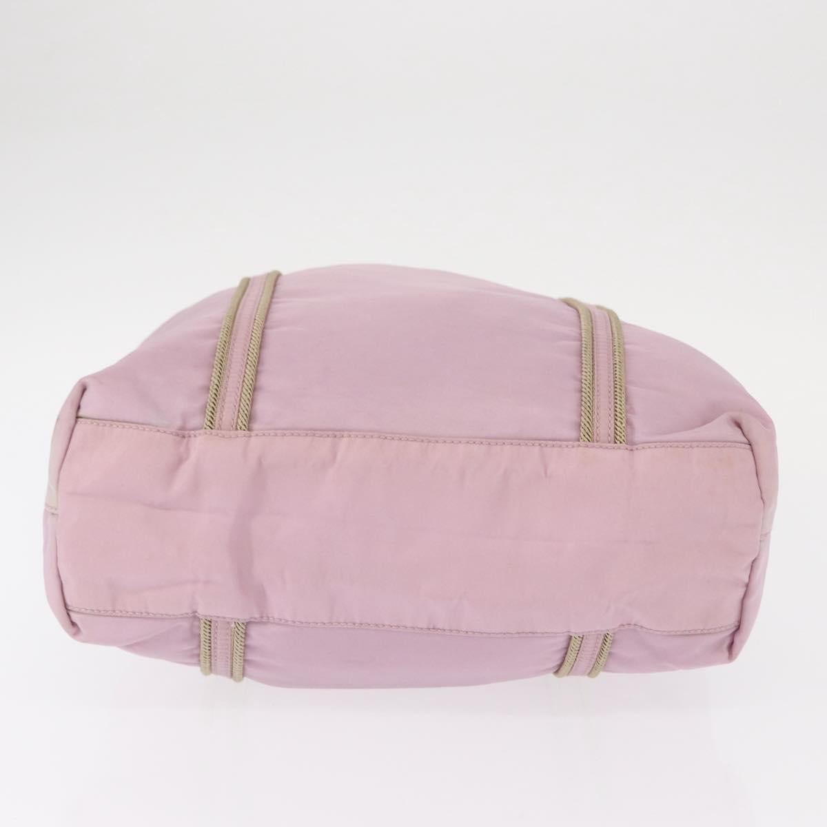 PRADA Hand Bag Nylon Pink Silver Auth 159153
