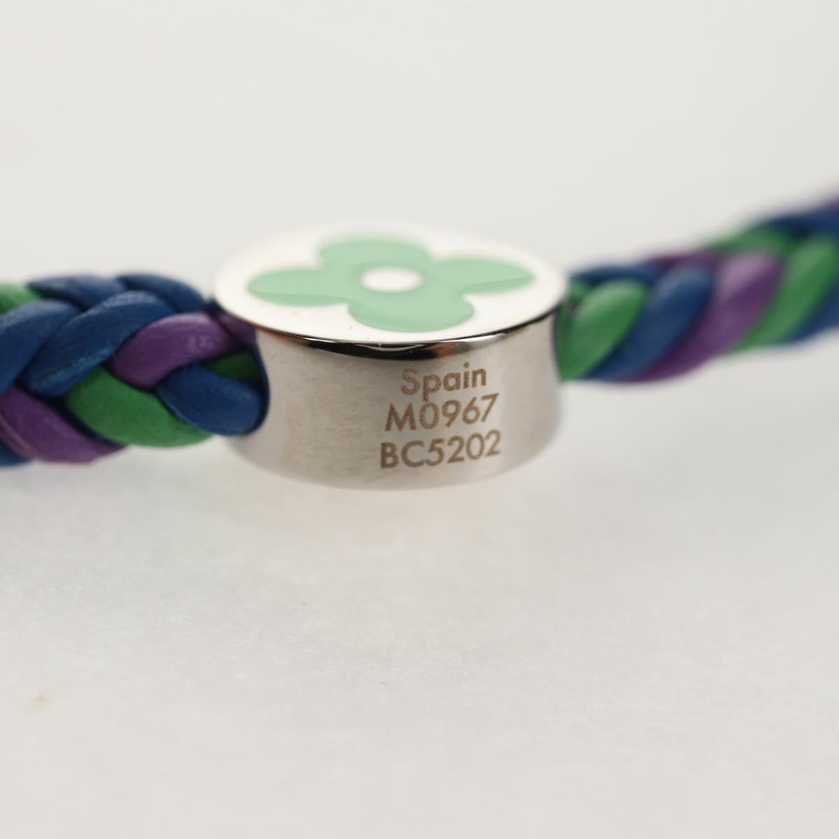 LOUIS VUITTON Brass Friendship Bracelet Leather Blue M0967 LV Auth 159171M