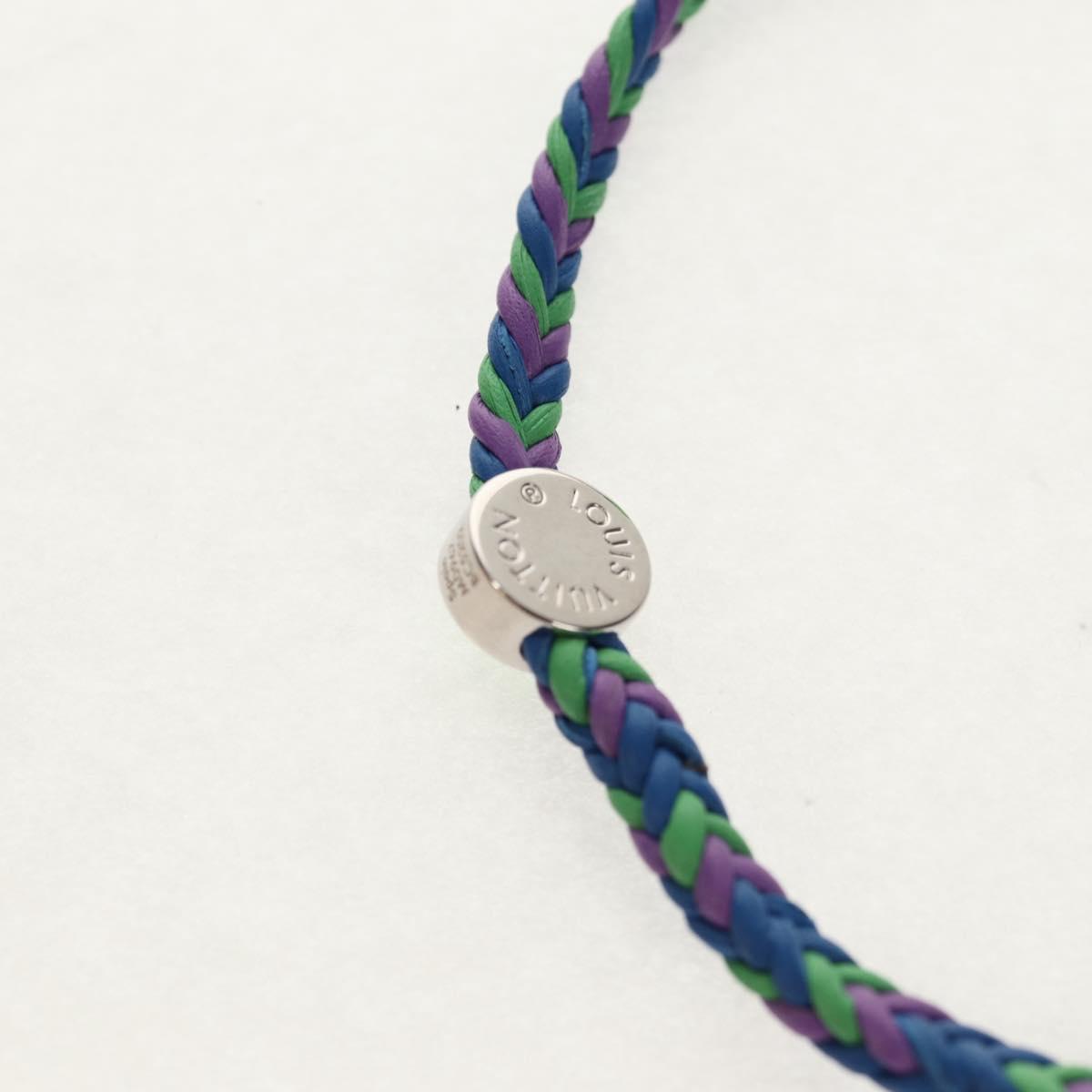 LOUIS VUITTON Brass Friendship Bracelet Leather Blue M0967 LV Auth 159171M