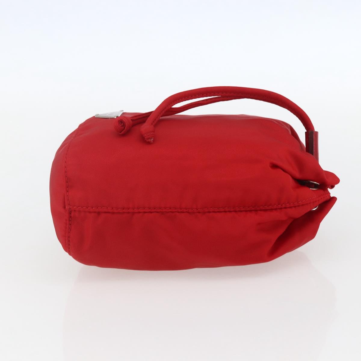 PRADA Pouch Nylon Red Silver Auth 159174