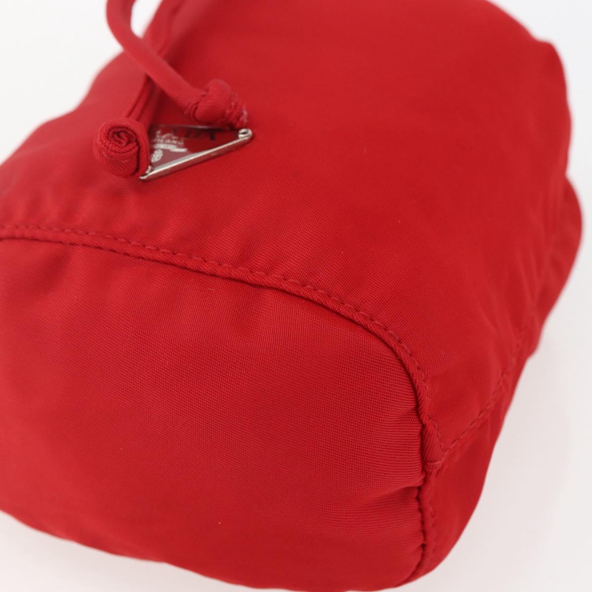 PRADA Pouch Nylon Red Silver Auth 159174