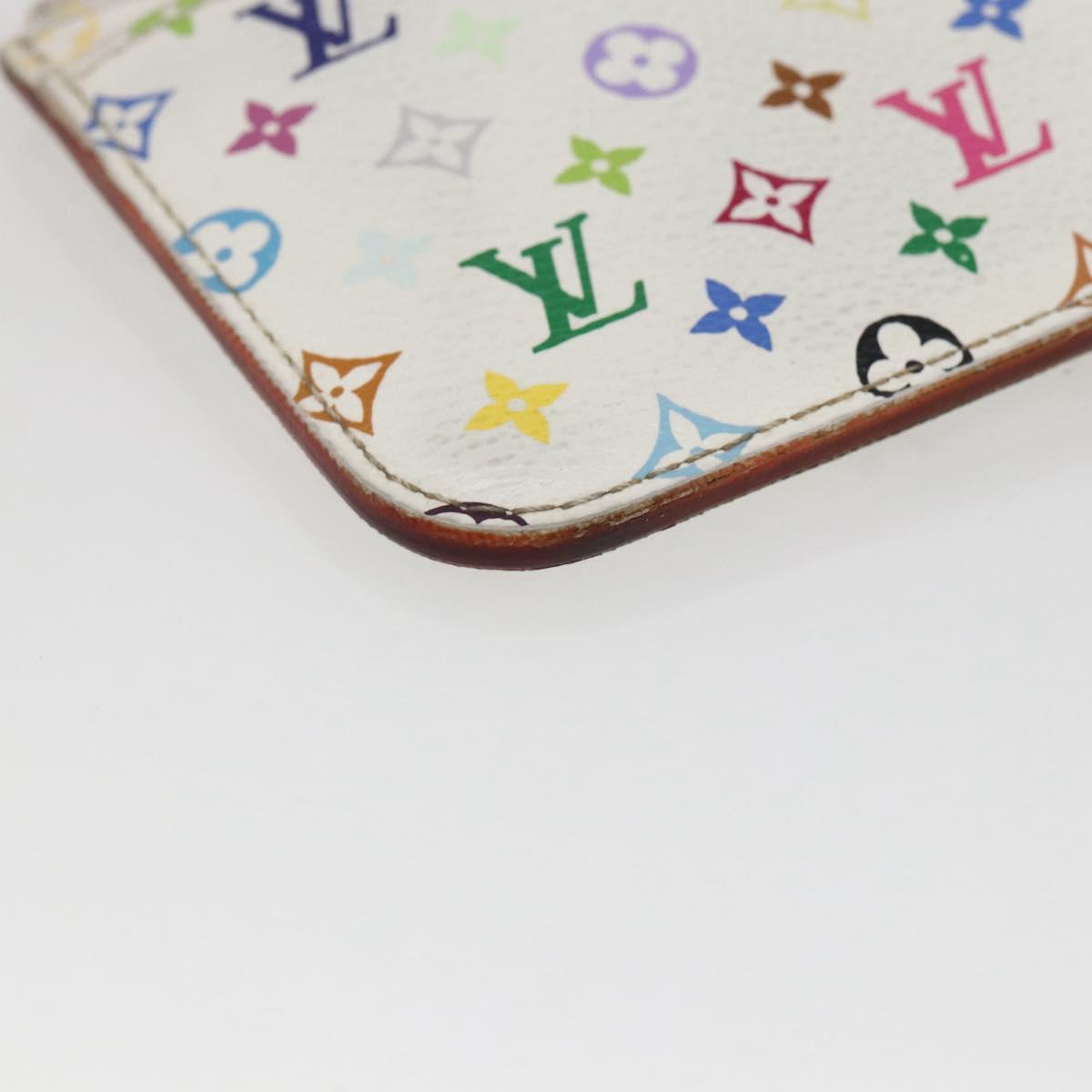LOUIS VUITTON Multicolor Pochette Cles NM Coin Purse White M93734 LV Auth 159177