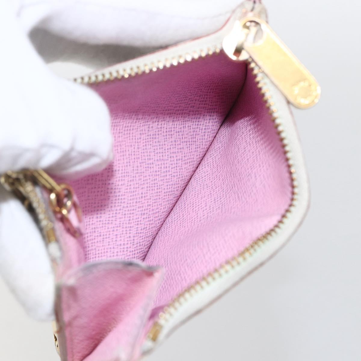 LOUIS VUITTON Multicolor Pochette Cles NM Coin Purse White M93734 LV Auth 159177