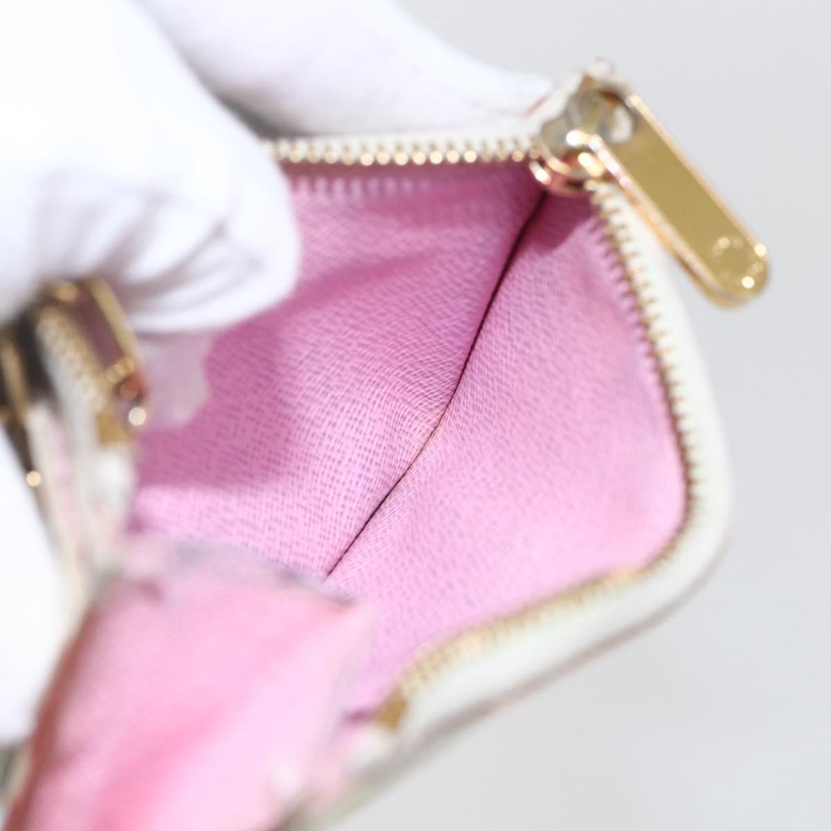 LOUIS VUITTON Multicolor Pochette Cles NM Coin Purse White M93734 LV Auth 159177