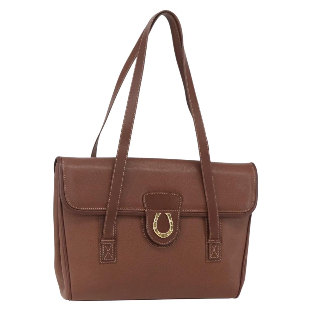 GUCCI Shoulder Bag Leather Brown Gold 001 115 1199 Auth 159210