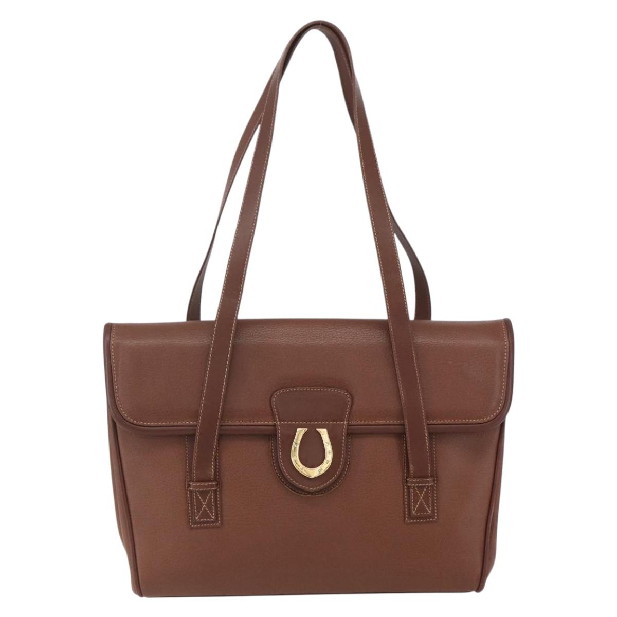 GUCCI Shoulder Bag Leather Brown Gold 001 115 1199 Auth 159210