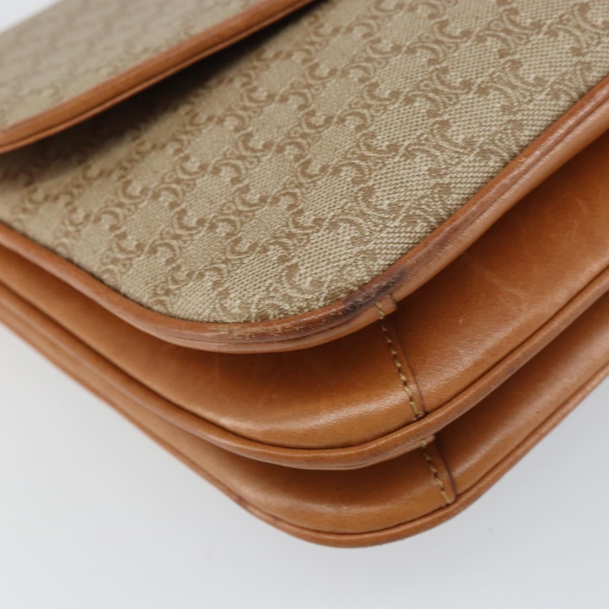 CELINE Macadam Canvas Shoulder Bag PVC Beige Gold Auth 159212