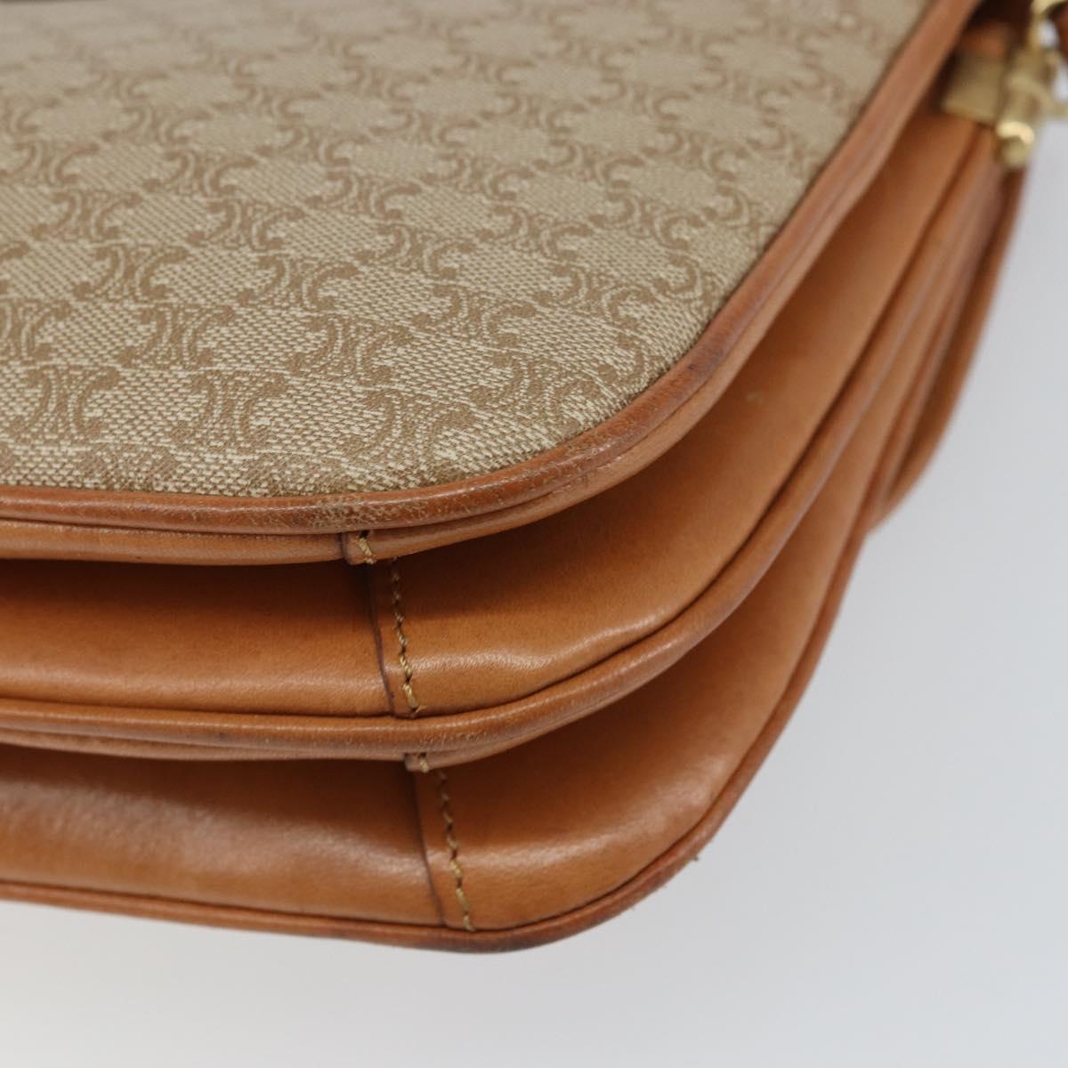 CELINE Macadam Canvas Shoulder Bag PVC Beige Gold Auth 159212