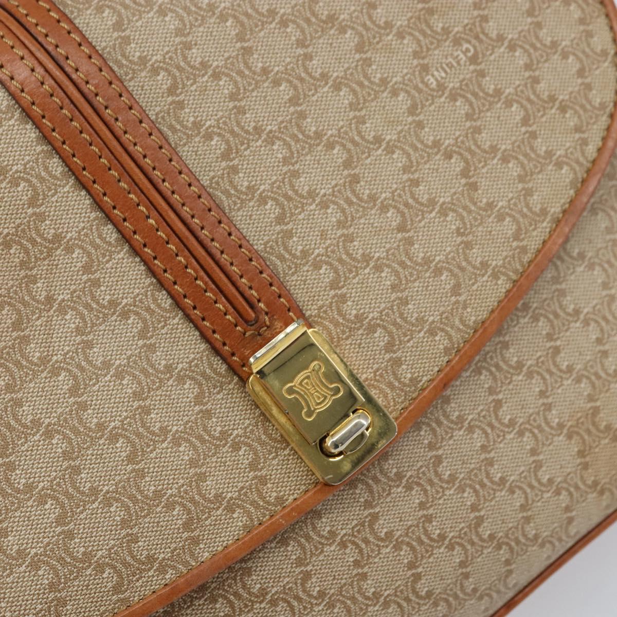 CELINE Macadam Canvas Shoulder Bag PVC Beige Gold Auth 159212