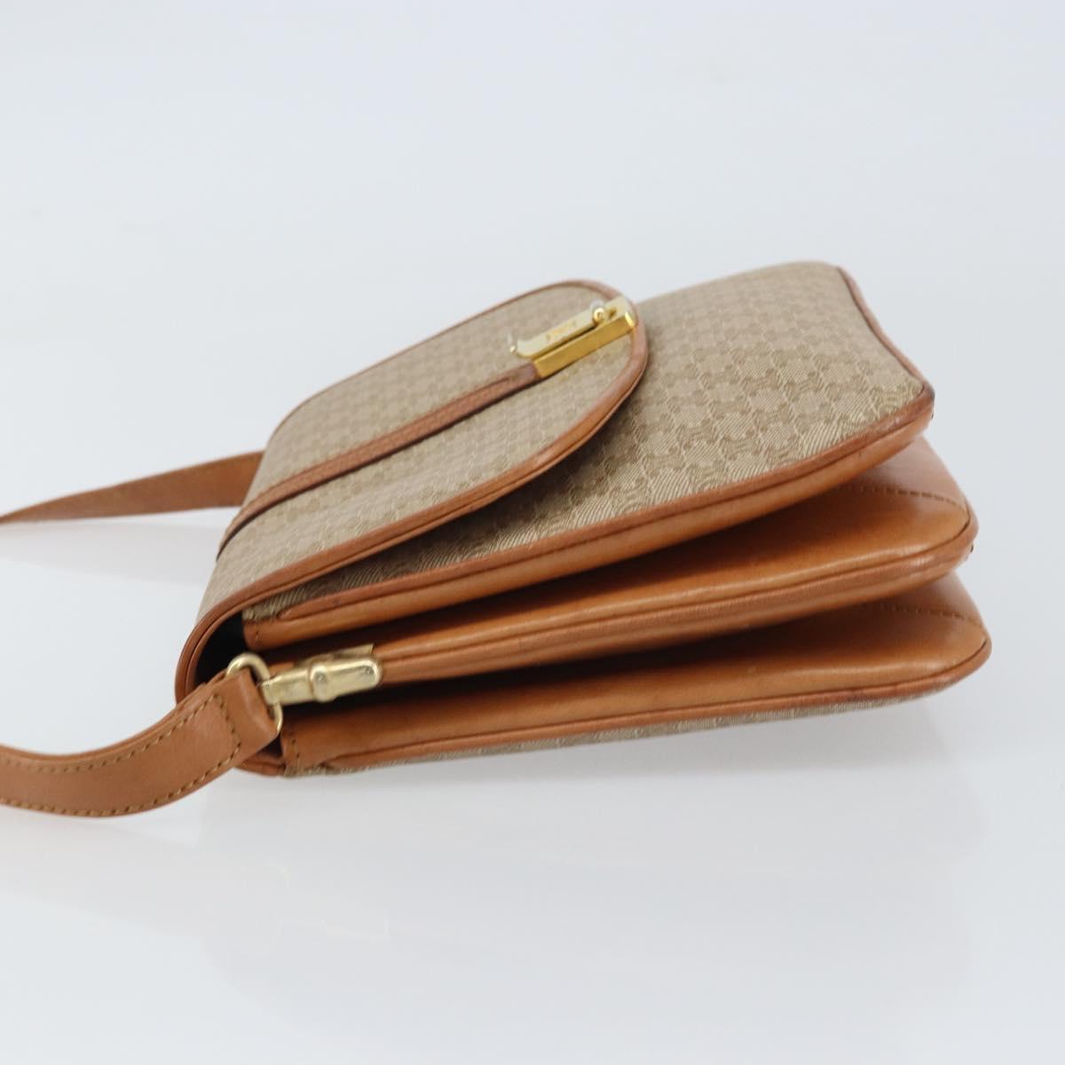 CELINE Macadam Canvas Shoulder Bag PVC Beige Gold Auth 159212