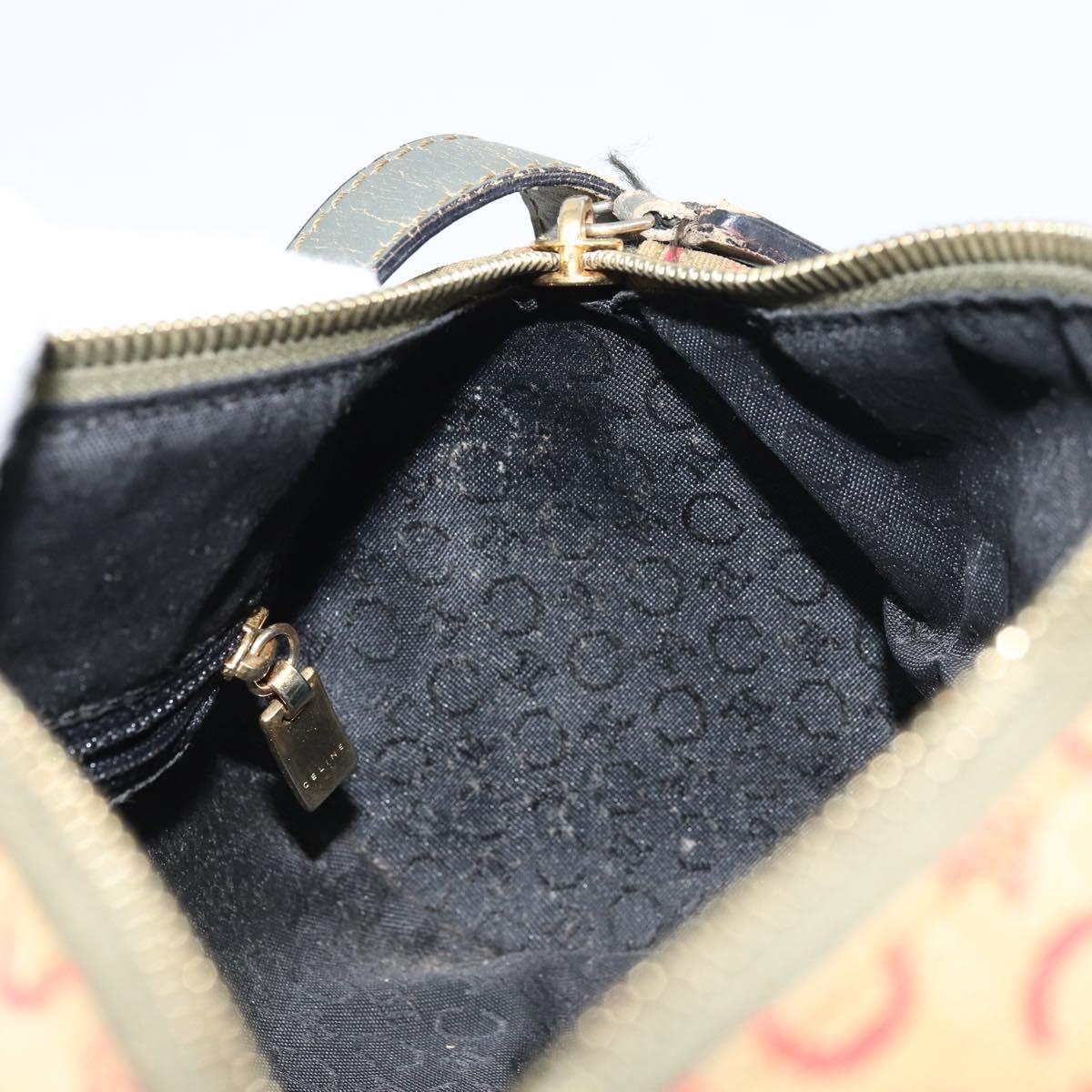 CELINE C Macadam Canvas Shoulder Bag Khaki Gold Auth 159213