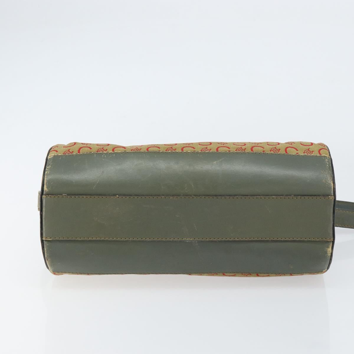 CELINE C Macadam Canvas Shoulder Bag Khaki Gold Auth 159213