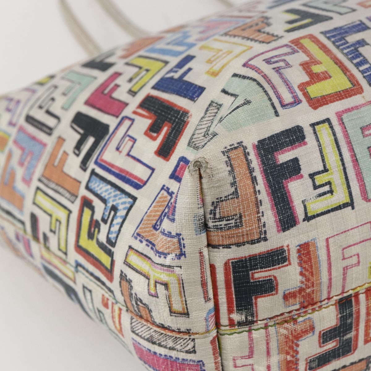 FENDI Zucca Canvas Tote Bag PVC Multicolor Gold Auth 159215