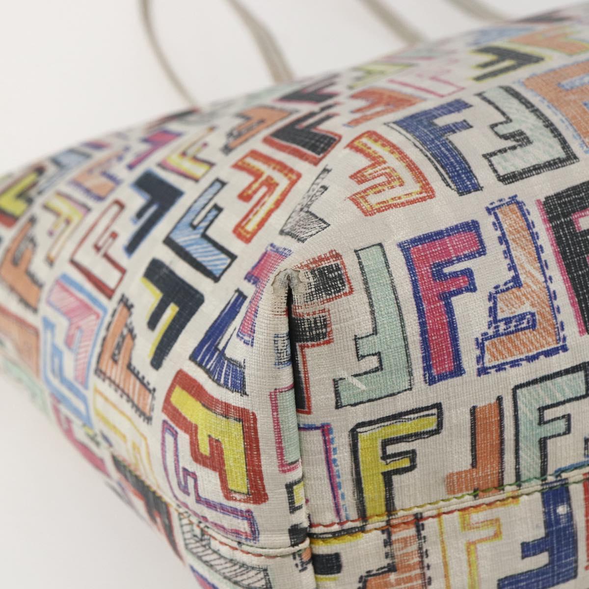FENDI Zucca Canvas Tote Bag PVC Multicolor Gold Auth 159215