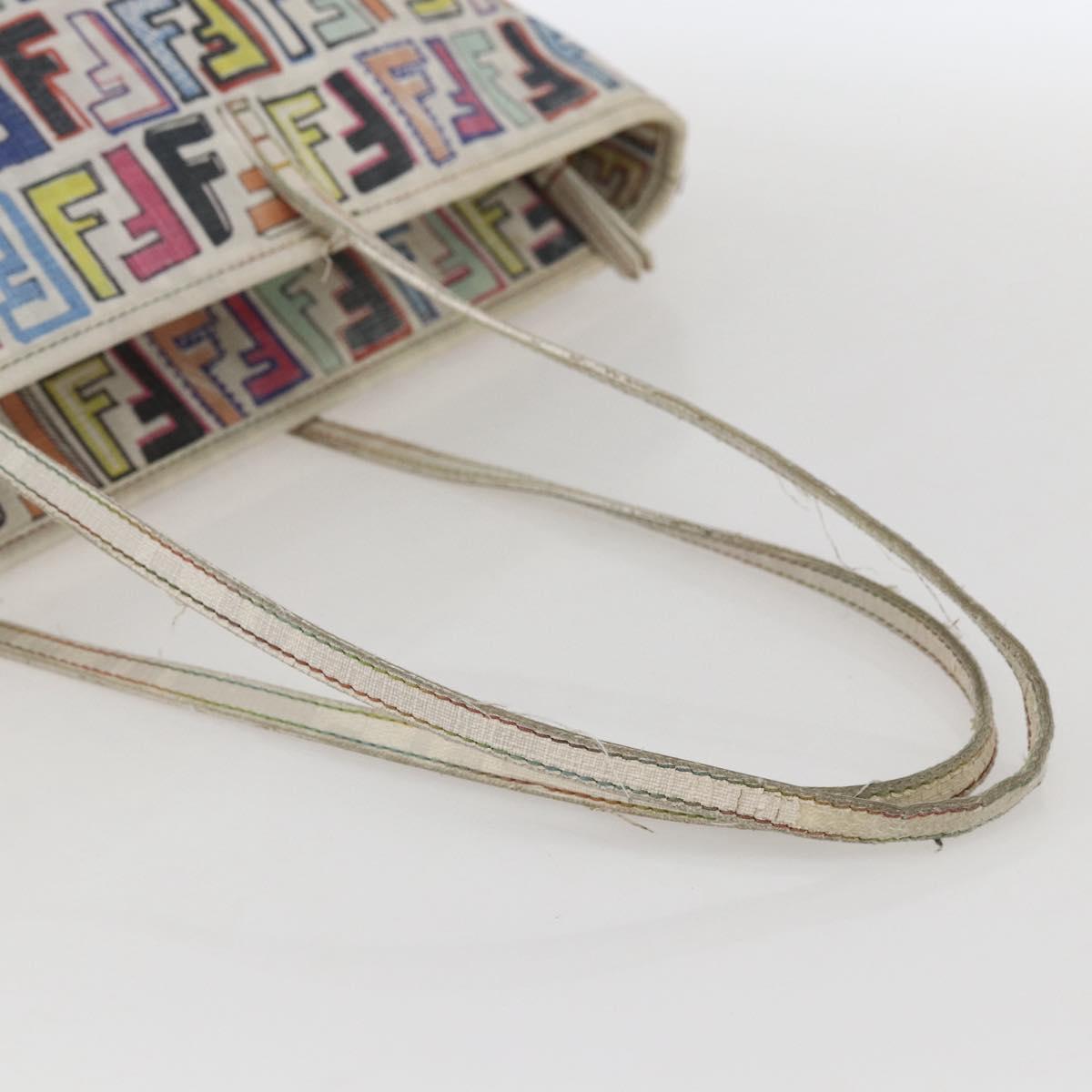 FENDI Zucca Canvas Tote Bag PVC Multicolor Gold Auth 159215