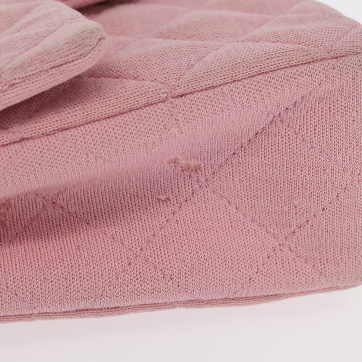CHANEL Mini Matelasse 17 Chain Shoulder Bag Cotton Pink Gold CC Auth 159216