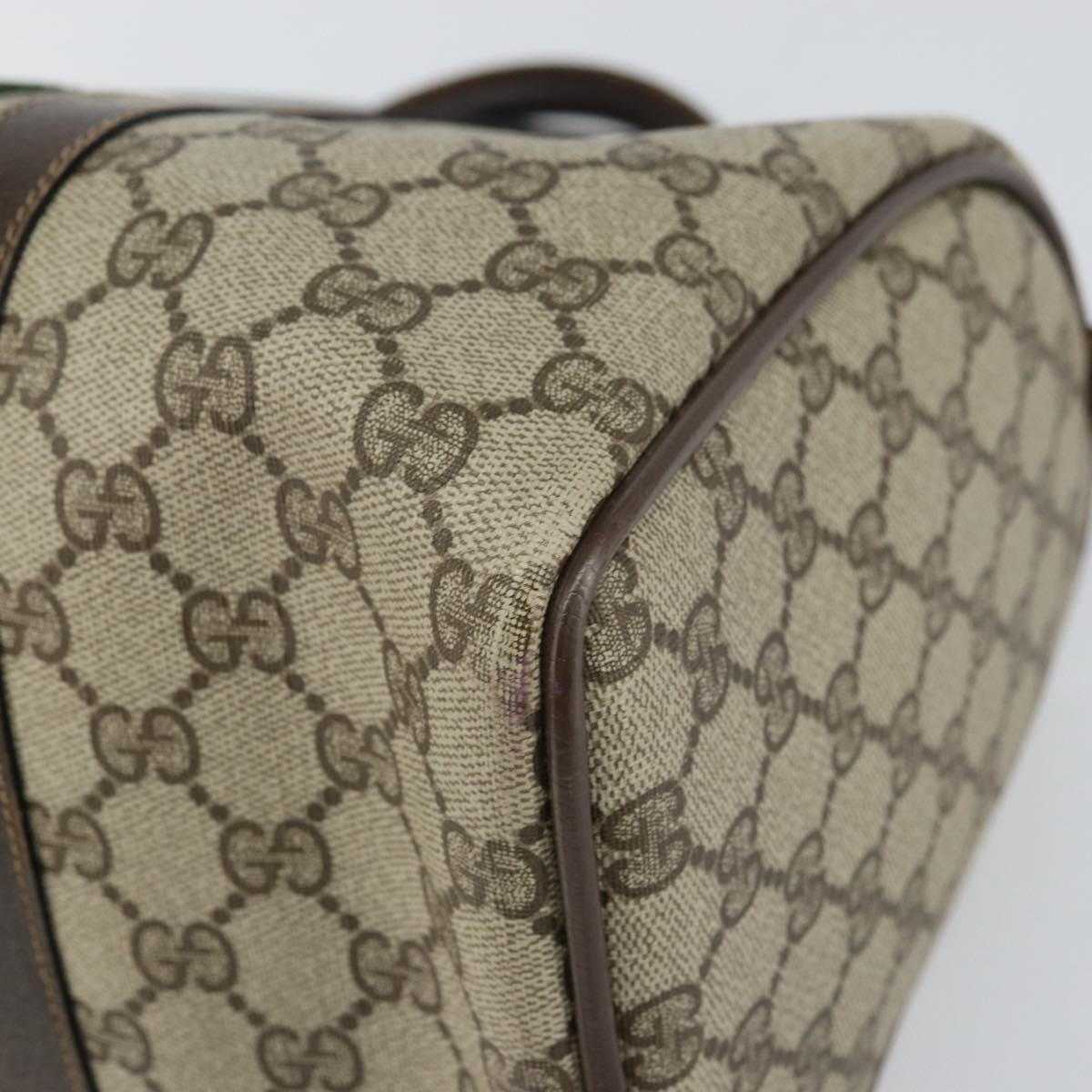 GUCCI GG Supreme Web Sherry Line Boston Bag PVC Beige 69 012 3842 Auth 159227
