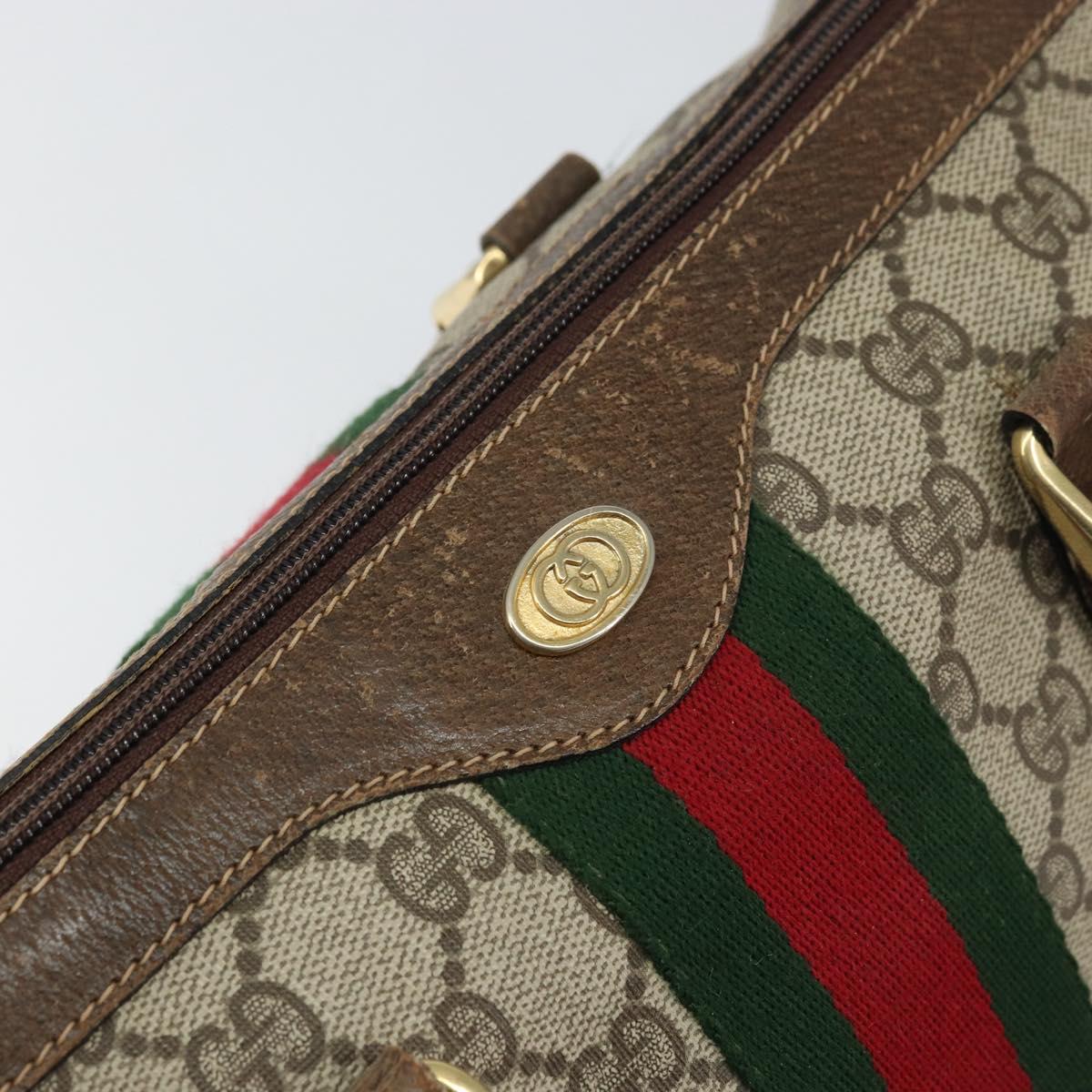GUCCI GG Supreme Web Sherry Line Boston Bag PVC Beige 69 012 3842 Auth 159227