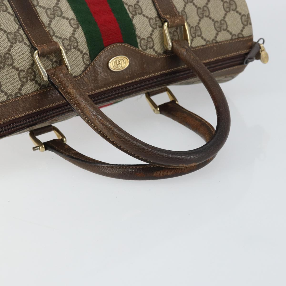 GUCCI GG Supreme Web Sherry Line Boston Bag PVC Beige 69 012 3842 Auth 159227