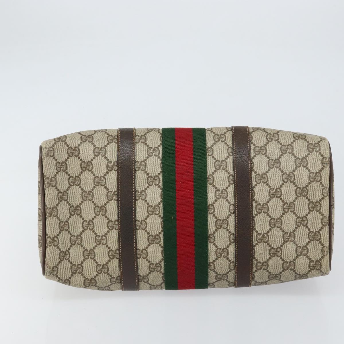 GUCCI GG Supreme Web Sherry Line Boston Bag PVC Beige 69 012 3842 Auth 159227